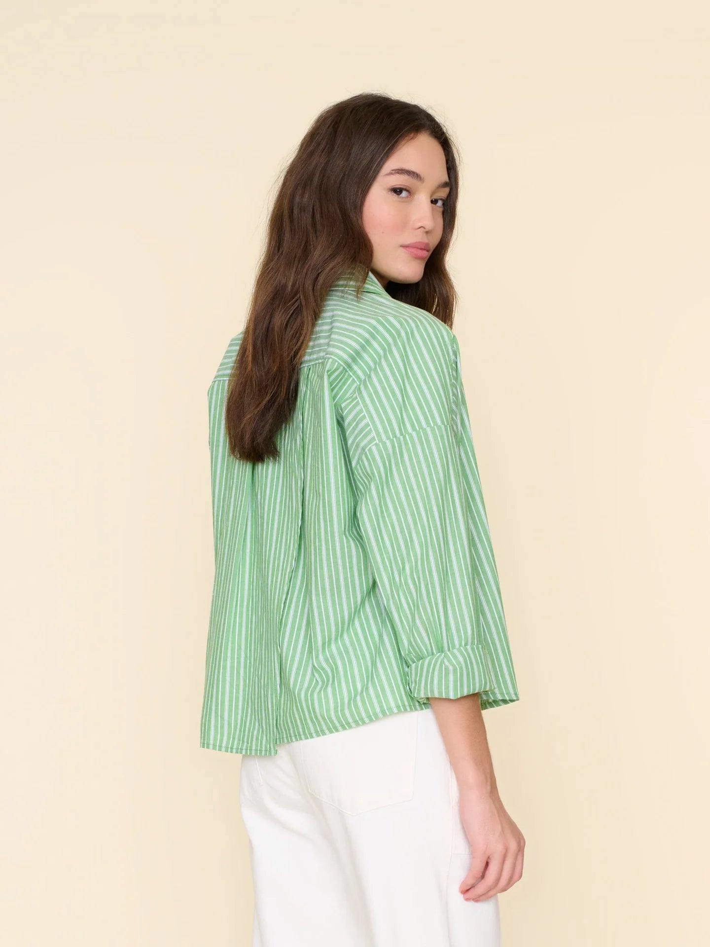 XIRENA Matcha Stripe Riley Shirt - Buy Now