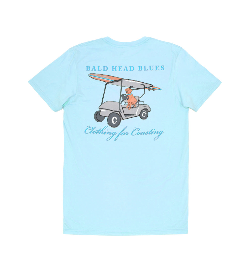 Youth Short Sleeve Dog in Cart Light Blue T-Shirt